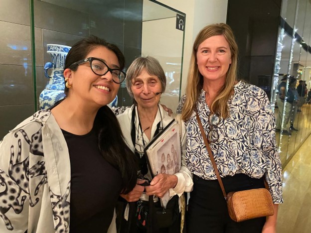 Photograph of (L-R) Tatiana Quevedo Mogollon (ITP 2024), Ferelith Hordon (BM volunteer), and Sofia Busch (ITP 2024).