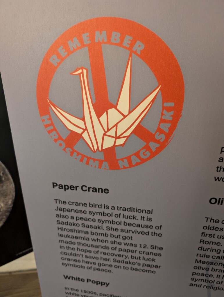 Text panel about the paper crane