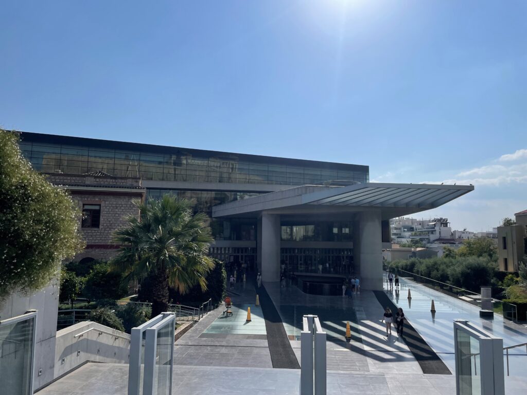 Exterior photograph of the Acropolis Museum.